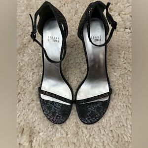 Stuart Weitzman Nudist Song Black Sparkle Heels